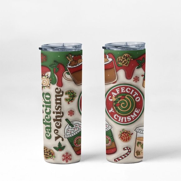 20oz Insulated Tumbler, Cafecito y Chisme, Christmas, Cute, Spanish - Picture 4 of 4